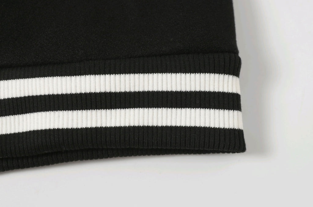 Black White Street Style Baseball Coat 0002