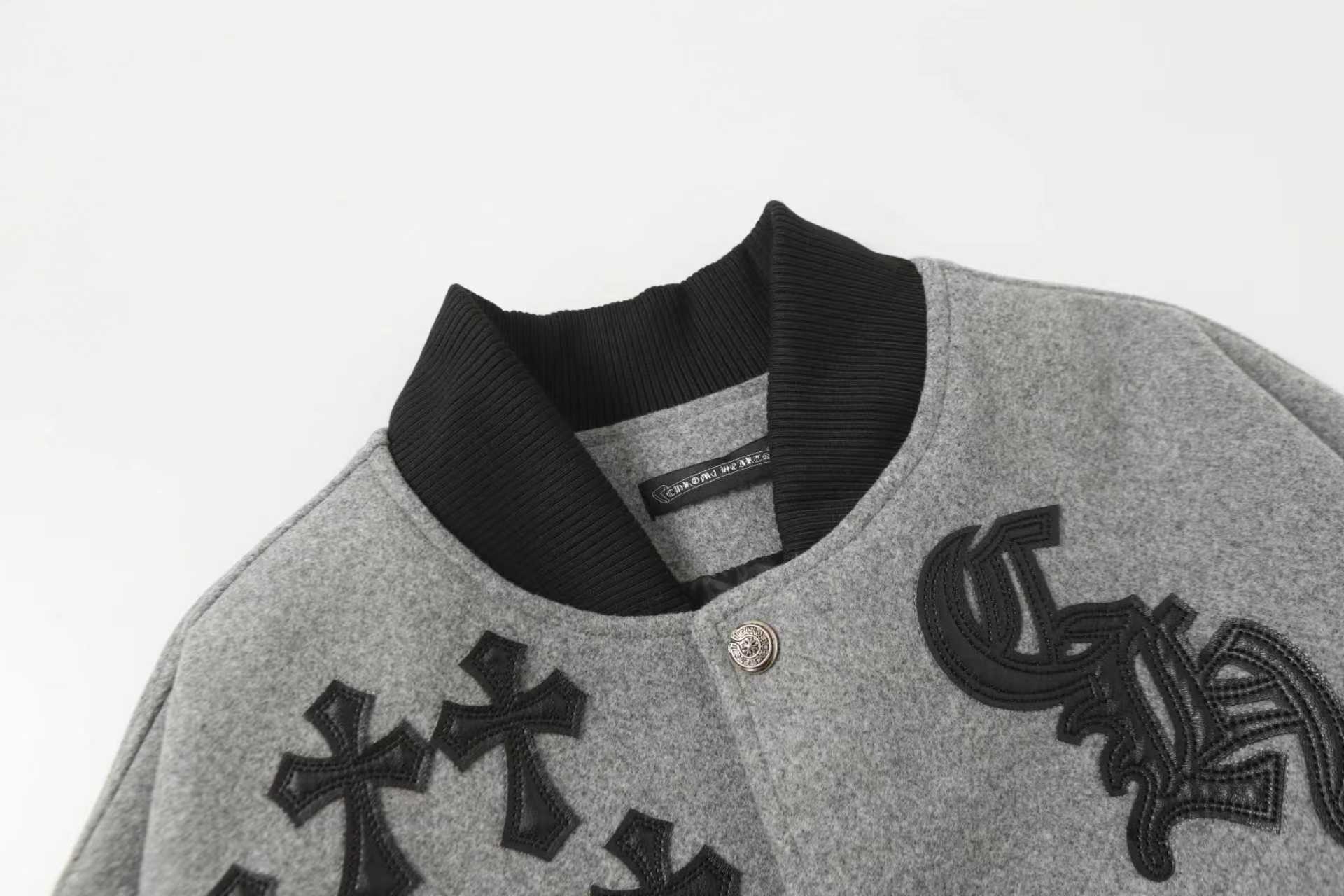 Multi Cross Varsity Jacket - Grey Black Street Jacket 2215